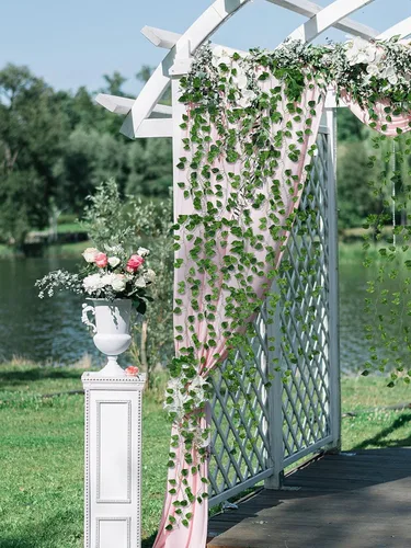 Miniatura 7 de Kalolary Guirnalda de hiedra artificial de 258 pies, 36 hebras, hojas, vides, plantas, plantas falsas para colgar para boda, lienzo de fondo, arco