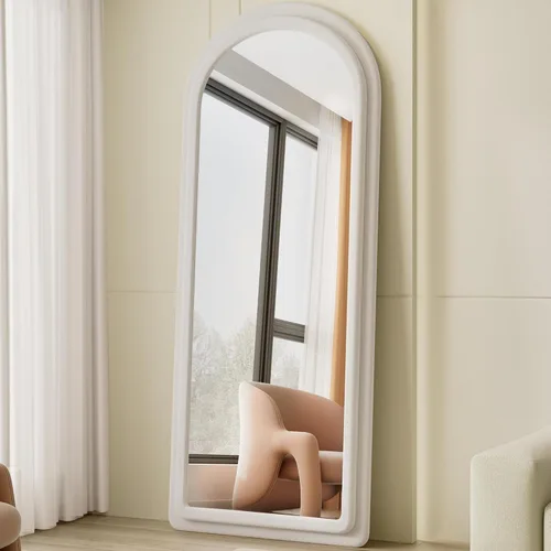 Miniatura 13 de Espejo de Piso, Espejo de Cuerpo Entero con Soporte, 63"x24" Espejo Arqueado Independiente de Cuerpo Entero para Colgar o Apoyar, Espejos de Pared