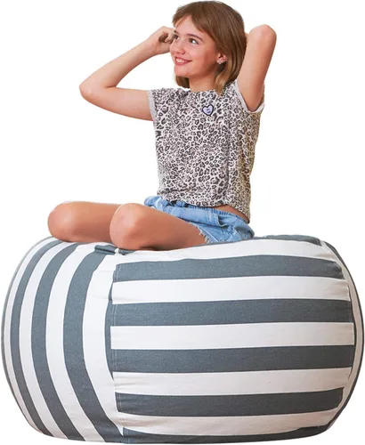 Miniatura 13 de Aubliss Puf de Almacenamiento de Animales de Peluche, Silla Puf de Unicornio, Stuff 'n Sit para Niños, Mediano 32" - Lona Unicornio Azul Azul