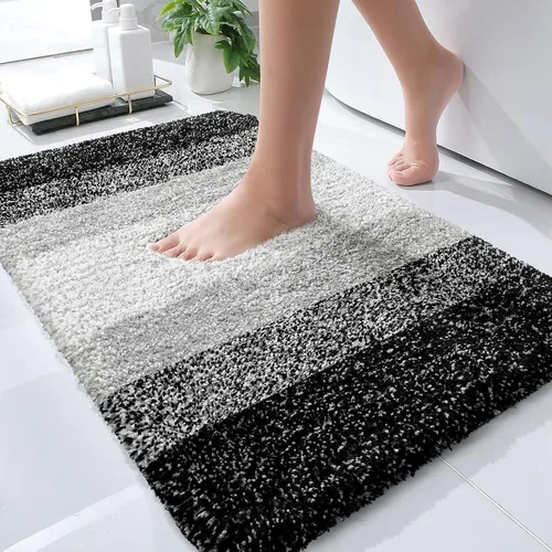 OLANLY Juego de 2 alfombras de baño y alfombras de baño ombré, tamaño de alfombra de baño 30 x 20 pulgadas y juego de alfombra de baño 24 x 16 + 24