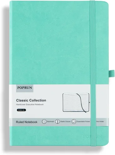 Miniatura 7 de POPRUN - Cuadernos de diario rayados A5, cuaderno de tapa dura de cuero grueso para escritura, trabajo de negocios, viajes, escuela, universidad