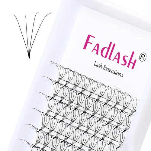 Miniatura 53 de FADLASH Extensiones de pestañas postizas en abanico con base puntiaguda 10D, extensiones de pestañas postizas de tallo medio, extensiones