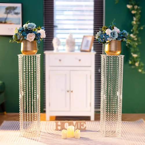 Miniatura 4 de Nuptio Centros de mesa para jarrones de mesa de boda, 2 piezas de 31.5 pulgadas de alto, jarrón de flores de cristal para decoración de mesas