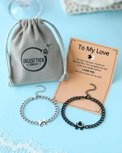 Miniatura 7 de UNGENT THEM You Are My Missing Piece of The Puzzle – Pulseras para parejas, aniversario, Navidad, I Love You Sweetest Día de San Valentín, regalos