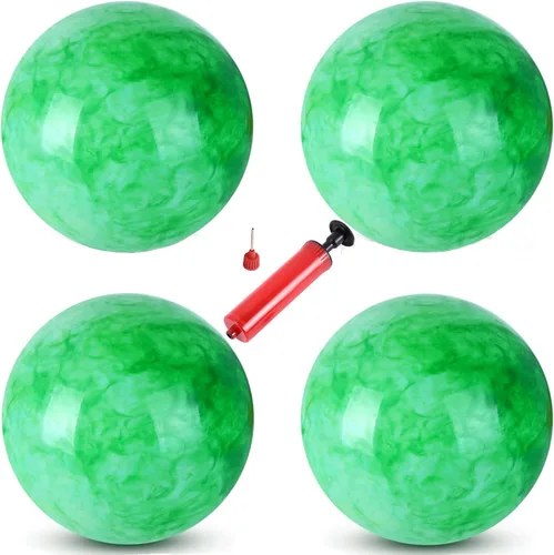 4 pelotas hinchables marmoleadas y 1 bomba de 9 pulgadas, bolas sensoriales inflables de playa, pelotas hinchables para el patio de recreo escolar