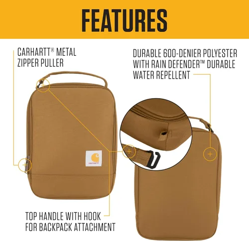 Miniatura 2 de Carhartt Bolsa de almuerzo aislada para hombres y mujeres, bolsa de almuerzo completamente aislada para uso diario, Marmalade