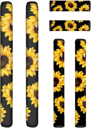 Miniatura 10 de Juego de 6 fundas para manijas de puerta con diseño de margaritas y flores americanas, 4 de julio, Día de la Independencia, fundas para manijas