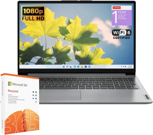 Miniatura 4 de Laptop Lenovo IdeaPad 1 para estudiantes, procesador Intel de doble núcleo, 20 GB RAM, 1 TB SSD + 128 GB eMMC, pantalla FHD de 15.6 pulgadas, 1 año