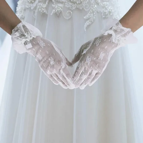 Miniatura 2 de Ayliss Guantes de encaje para mujer, guantes cortos de boda, elegantes guantes florales de novia de los años 20, ópera, baile, fiesta de té, cosplay