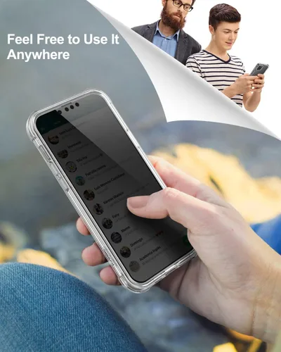 Miniatura 7 de SURITCH Funda transparente para iPhone 13 Pro Max, [protector de pantalla antiespía integrado] Funda rígida a prueba de golpes de 360°