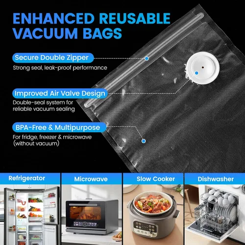 Miniatura 5 de Sellador al vacío para alimentos con tanque visible, máquina selladora al vacío de mano con 30 bolsas reutilizables para una frescura 5 veces más
