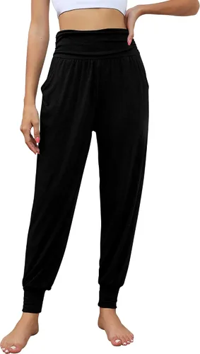 Miniatura 5 de Locoowai Paquete de 2 pantalones deportivos de yoga para mujer, cómodos pantalones deportivos con bolsillos, casuales, holgados, cómodos, de cintura