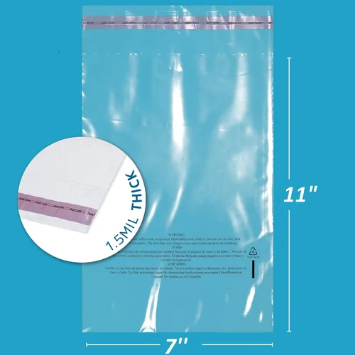 Miniatura 2 de GPI - Paquete de 100 bolsas de polietileno transparentes de 7 x 11 pulgadas, 1.5 mil. - Bolsas de polietileno resellables con tira adhesiva