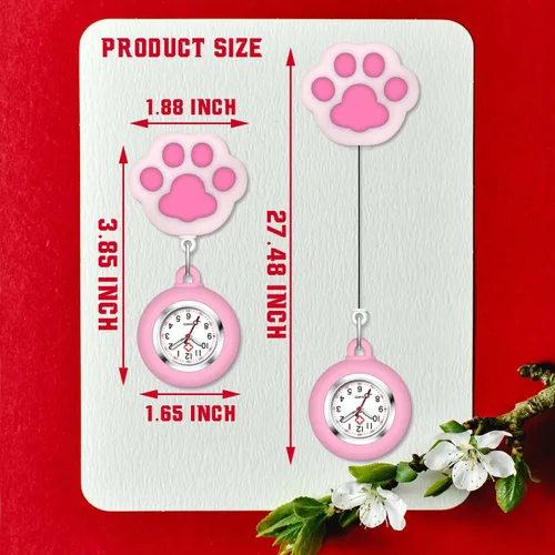 Miniatura 2 de AGEN KGEN 4 Pack Retractable Nurse Watch for Nurses Doctors, Clip-on Hanging Lapel Nurse Watch Silicone Cover Brooch Fob Pocket Watch Badge Reel
