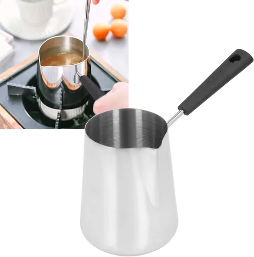 Miniatura 9 de Olla de café turco, calentador de mantequilla brillante, olla de café griego, olla de chocolate caliente de acero inoxidable, calentador de leche