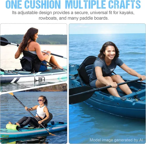 Miniatura 6 de Asiento de kayak acolchado de lujo para barco de pesca, asiento de canoa sentado en la parte superior, cómodo soporte de respaldo universal