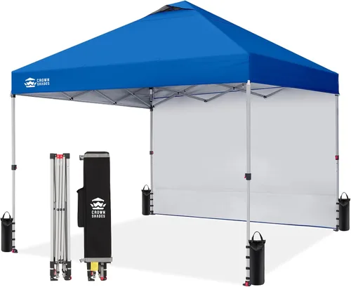 Miniatura 23 de CROWN SHADES - Toldo desplegable de 12 x 12 pulgadas con tela recubierta de color plata 150D, incluye 1 pared lateral extraíble, 4 cuerdas, 8