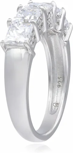 Miniatura 2 de Tienda Collection Platinum or Gold Plated Sterling Silver Princess-Cut 5-Stone Ring made with Infinite Elements Zirconia