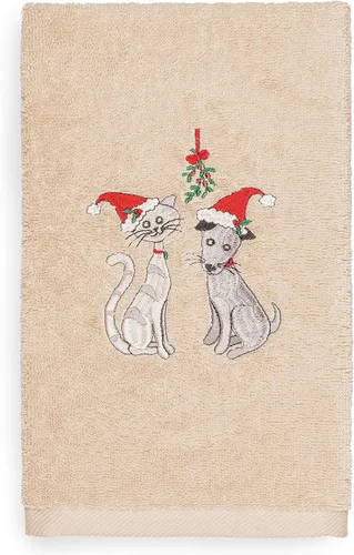 Miniatura 4 de Toalla de mano bordada de lujo 100% algodón turco, racimo de acebo de Navidad