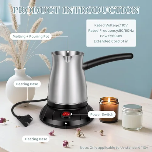 Miniatura 2 de Aottom Derretidor de Cera para Hacer Velas - Olla Derretidora de Cera para Velas de Acero Inoxidable con Pico Vertedor, Kit de Fabricación de Velas