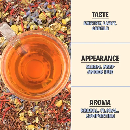 Miniatura 6 de BREWIX, Bedtime Blossom - Té suelto de hierbas (más de 50 tazas) sin cafeína y totalmente natural Mezcla relajante floral nocturna Rooibos