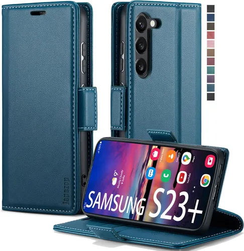 Miniatura 31 de Funda para Samsung Galaxy S23 5G, funda tipo cartera para Samsung Galaxy S23 5G con bloqueo RFID, tarjetero y función atril magnético, funda