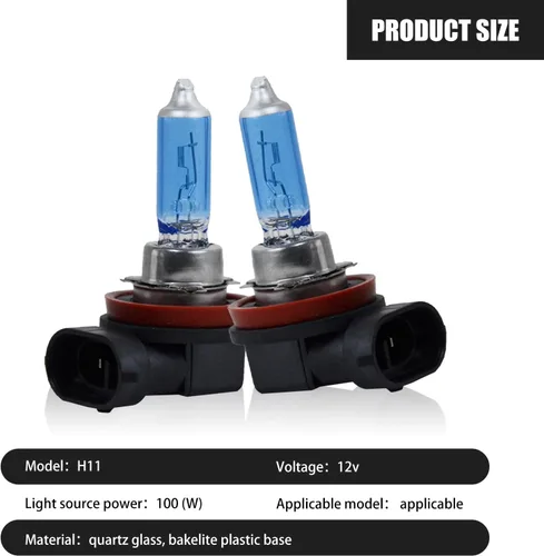 Miniatura 3 de gunhunt 2 PCS bombillas halógenas H11, portalámparas PGJ19-2 bombillas blancas súper brillantes, 12V 100W haz alto y haz bajo luz antiniebla