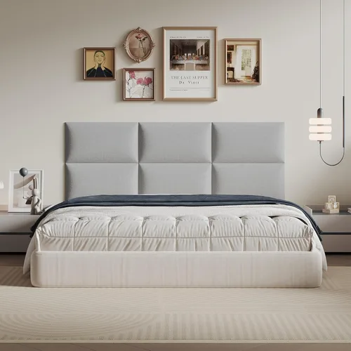 Miniatura 18 de Cabecero de palo color beige - Juego de 6 paneles montados en la pared para camas tamaño Queen, 61 x 30 cm, cabecero decorativo de fácil instalación