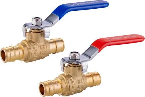 Miniatura 10 de Paquete de 2 EFIELD Válvula de bola de latón de cierre completo de puerto completo de expansión de Pex A de 1/2 pulgada con oreja caída, rojo