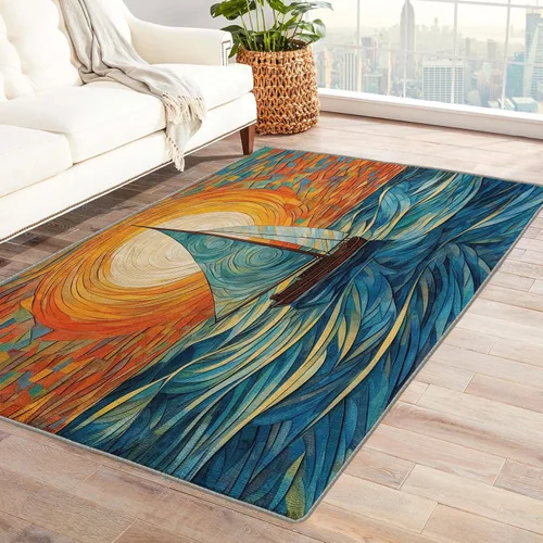Alfombra náutica de 2 x 3 pies, alfombra de barco para entrada, sala de estar, dormitorio, alfombra náutica de área pequeña y decoración de Velero 05