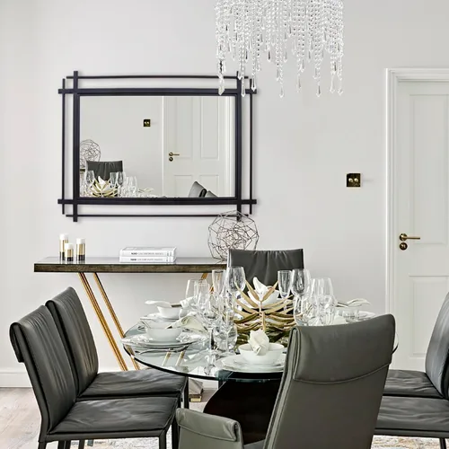 Miniatura 7 de Espejo de baño negro con marco de metal, espejos grandes de sala de estar de 36 x 24 pulgadas para decoración, espejo decorativo moderno