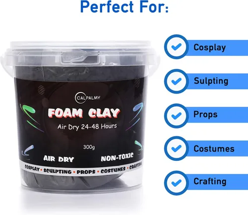 Miniatura 2 de CALPALMY Espuma de arcilla moldeable (Gris) - 300g Arcilla Air Dry de alta densidad perfecta para diseños intrincados, escultura, cosplay