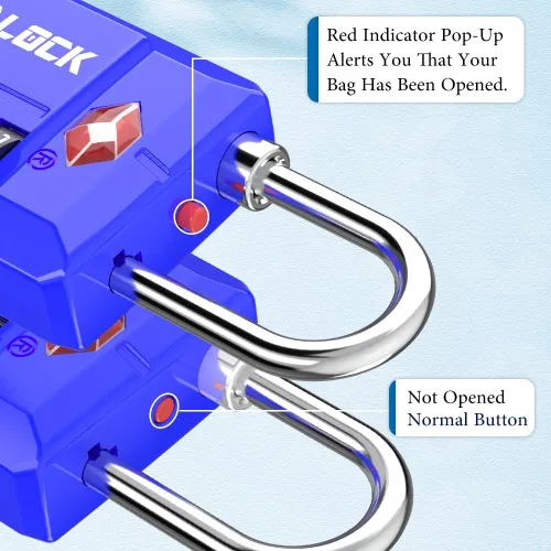 Miniatura 4 de SURE LOCK Cerraduras de equipaje con combinación de 4 dígitos reiniciables aprobadas por la TSA con alerta abierta, diales de fácil lectura