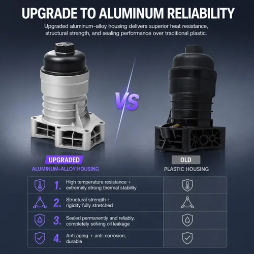 Miniatura 5 de Actualización de aluminio del filtro de aceite del motor de la vivienda W/elemento de filtro carcasa de aluminio EA839 3.0T 06M115401L 06M103175C