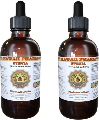 Extracto líquido de stevia, tintura orgánica de stevia (Stevia Rebaudiana), suplemento herbario, Hawaii Pharm, fabricado en EE. UU., 2 x 2 onzas