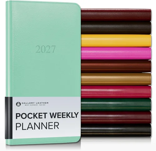Miniatura 62 de Gallery Leather Agenda semanal y mensual grande 2025-2026, agenda y cuaderno con elegantes bordes de página dorados dorados, 12 meses, cactus Cactus