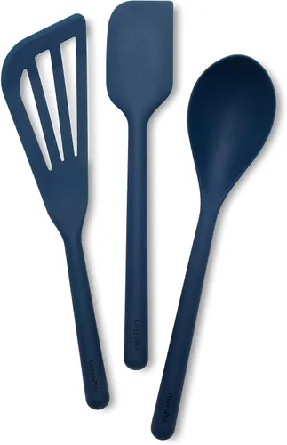 Miniatura 15 de GreenPan Juego de utensilios de cocina de silicona de 5 piezas, cuchara ranurada y sólida, volteador, espátula, batidor, herramientas de cocina Azul