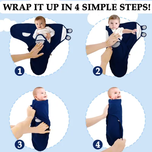 Miniatura 3 de 3 Pack Bolsas de Envoltura Orgánicas Para Recién Nacidos, Niñas, Niños, Bolsa de Recién Nacido Suave y Acogedora, Mantas de Envoltura para Guardería