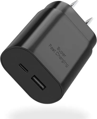 Cargador tipo C, cargador súper rápido de 25 W, cargador de pared USB C de doble puerto, bloque de carga rápida compatible con Samsung Galaxy S25