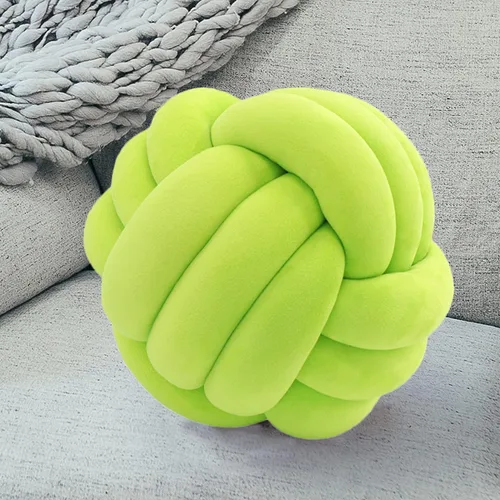 Almohada de nudo, almohada redonda de nudo suave, almohada decorativa hecha a mano, cojín de nudo para automóvil, cama, sofá, sillón, sillón, Verde