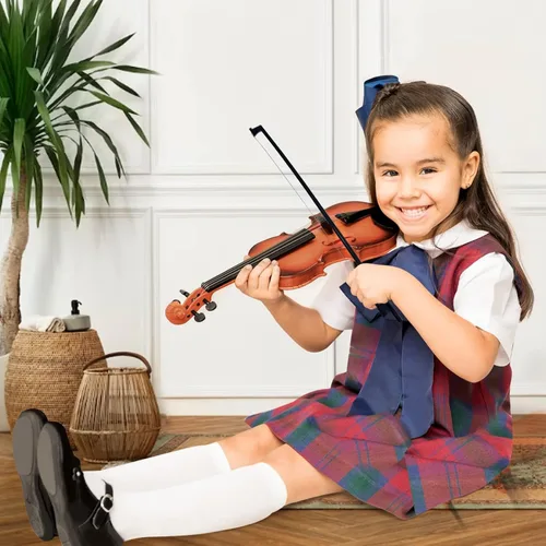 Miniatura 7 de Juguete de violín de 16 pulgadas para niños, juguetes de violín de 4 cuerdas, instrumentos musicales para niños, instrumento electrónico portátil