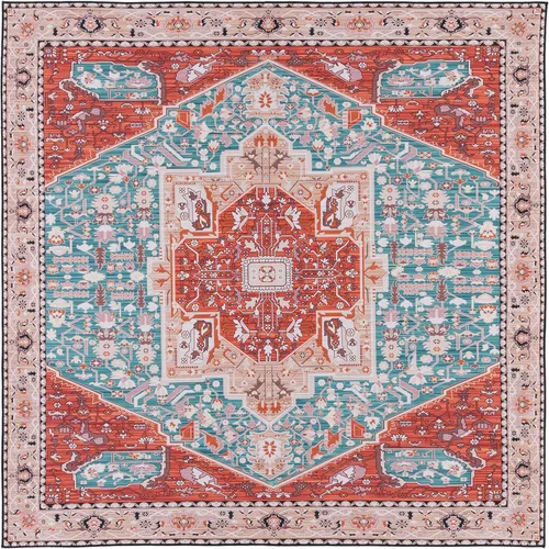 Miniatura 11 de SAFAVIEH Tucson Collection - Alfombra lavable de 2 pies 6 x 8 pies, color aguamarina y al óxido, antideslizante, ideal para zonas de alto tráfico