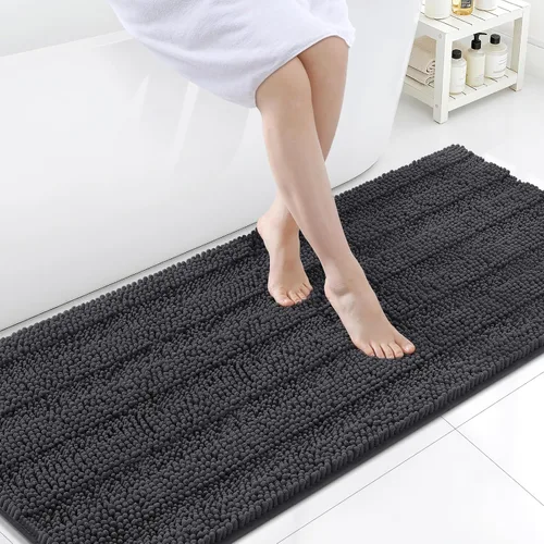 Miniatura 165 de Grandaily Alfombras de baño de felpilla a rayas de 24 x 16 pulgadas, extra gruesas y suaves, absorbentes, parte trasera de goma, alfombra de ducha