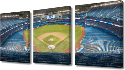 Miniatura 21 de TUMOVO American Sports - Decoración de pared Wrigley Stadium, 3 piezas, arte de pared de estadio de béisbol, cuadros para decoración del hogar