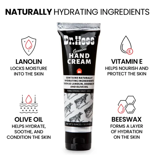 Miniatura 4 de Dr. Hess Crema de manos genuina, loción nutritiva y suavizante para manos y talones secos y agrietados, alivio del eccema, con lanolina, cera