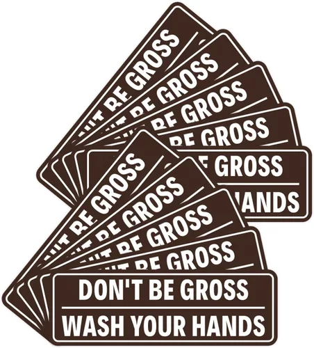 Miniatura 13 de Letrero estándar para puerta o pared, diseño de "Don't Be Gross ("Wash Your Hands"), color negro, mediano