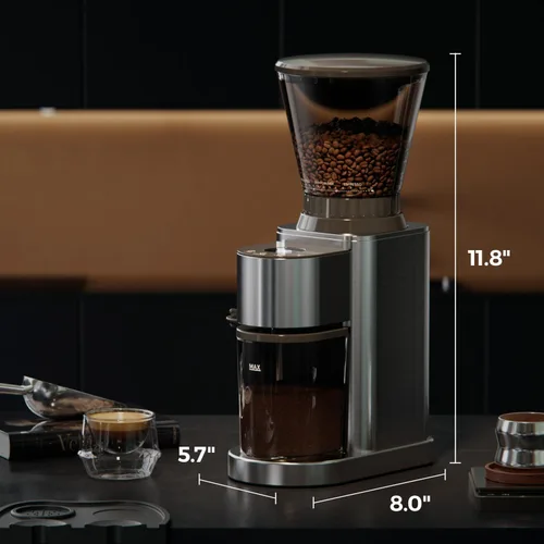Miniatura 5 de Molinillo eléctrico de café con 24 ajustes de molienda precisos, temporizador digital de 40 segundos para prensa francesa, expreso y vertido por