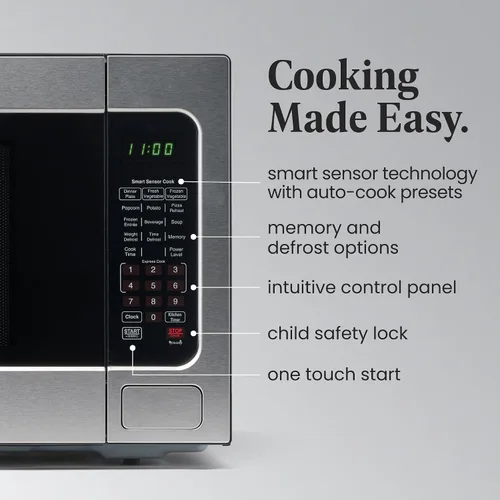 Miniatura 3 de Farberware - Horno microondas de encimera de 2.2 pies cúbicos – 1100 vatios de potencia, configuraciones de cocción automática con sensor Acero