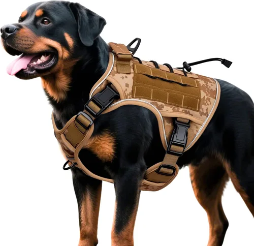 Miniatura 96 de Arnés táctico para perros grandes, chaleco reflectante ajustable sin tirones con sistema Molle, control de grado militar K9 para entrenamiento
