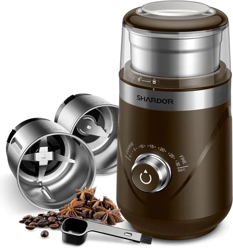 Miniatura 12 de Shardor - Molinillo ajustable de grano de café eléctrico, para hierbas/especias, molinillo de espresso con 1 cuenco extraíble de acero inoxidable